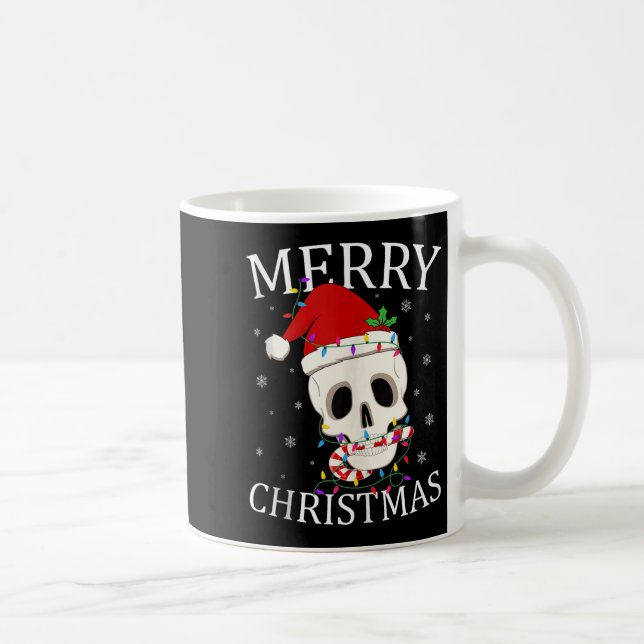 Mug Merry Christmas Skeleton Skull Xmas Lights Men Wom (Droite)