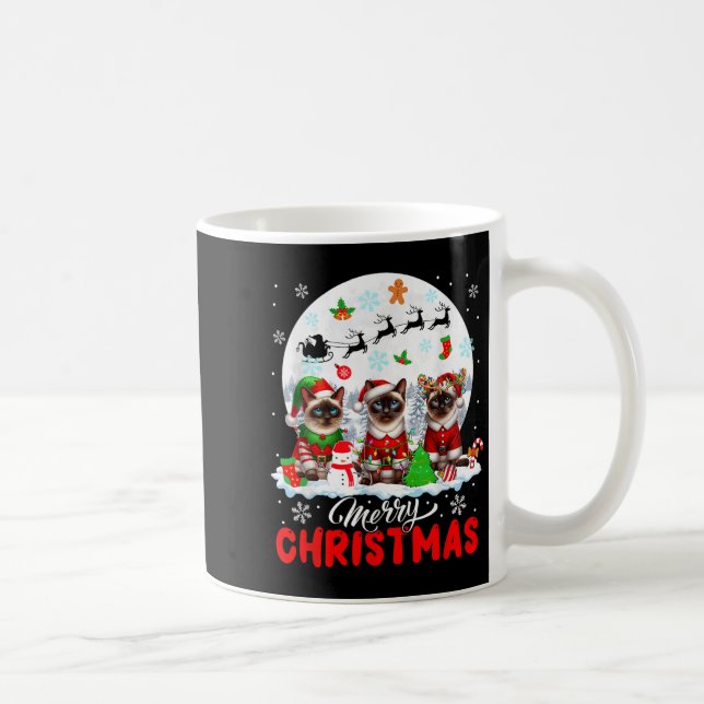 Mug Merry Christmas Three Santa Elf Reindeer Siamese C (Droite)