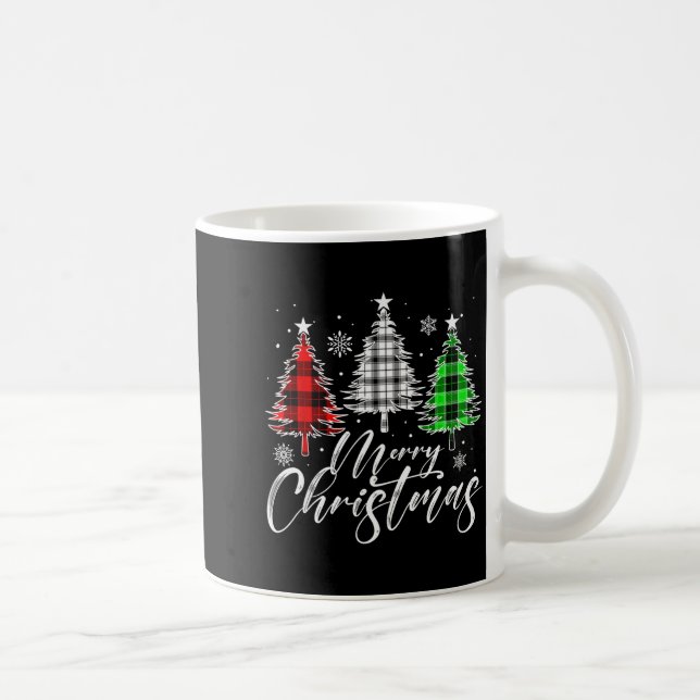 Mug Merry Christmas Tree Buffalo Plaid Red White Green (Droite)