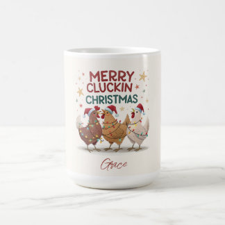 Mug Merry Cluckin Christmas Chickens Personalized