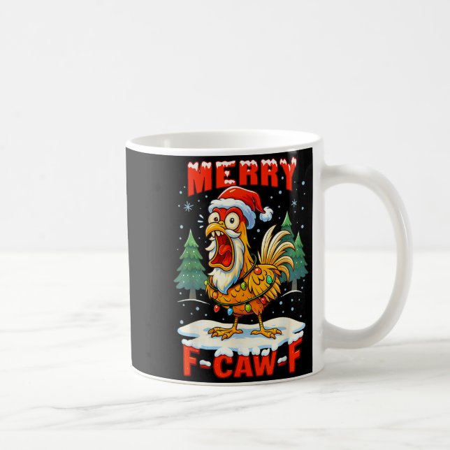 Mug Merry F-caw-f Chicken Christmas Funny Rooster Men  (Droite)