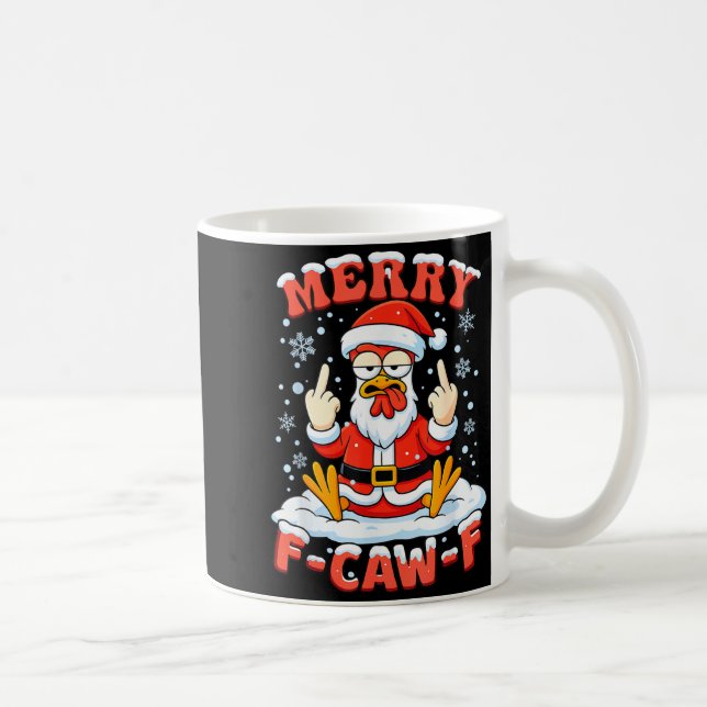 Mug Merry F-caw-f Chicken Christmas Funny Rooster Men  (Droite)