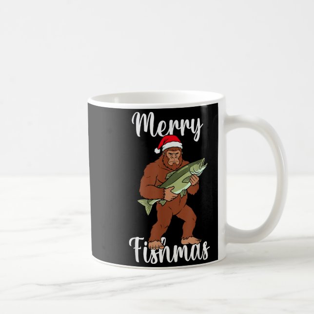Mug Merry Fishmas Bigfoot Fishing Funny Sasquatch Sant (Droite)