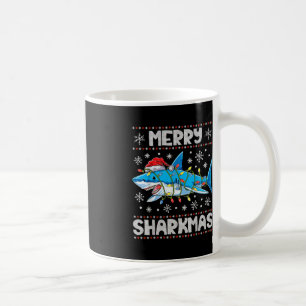 Mug Merry Sharkmas Sharkmas Père Noël laids lumières d