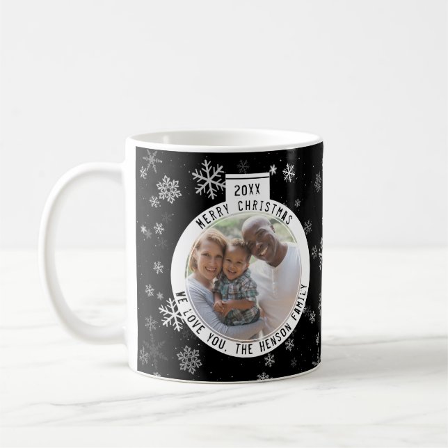 Mug Merveilleuse balle de Noël noir et blanc Flocon de (Gauche)