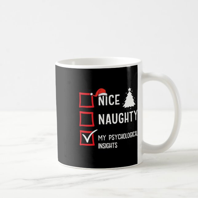 Mug Mes pensées psychologiques Nice Naughty Noël P (Droite)