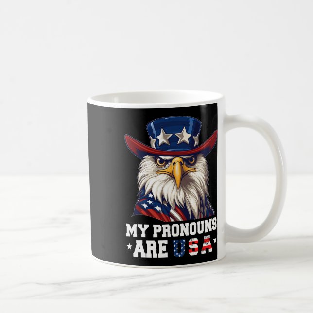 Mug Mes Pronounes Sont Usa Funny Eagle 4 Juillet Améri (Droite)