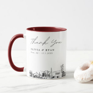 Mug Mesa Skyline Croquis Simple Personnalisé Mariage M