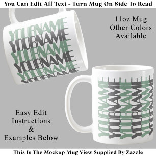 Mug Message caché personnalisé court nom personnalisé