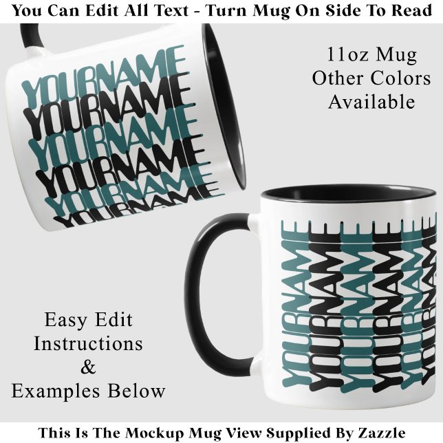 Mug Message caché sarcelle personnalisé avec petit nom (Créateur téléchargé)