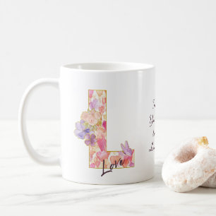 Mug Message d'amour personnalisé Motif de cœur Initial