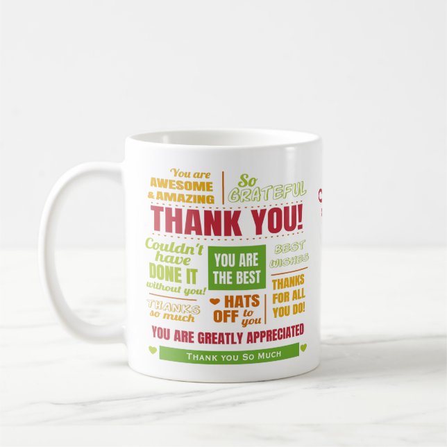Mug Message d'appréciation du Merci personnalisé (Gauche)