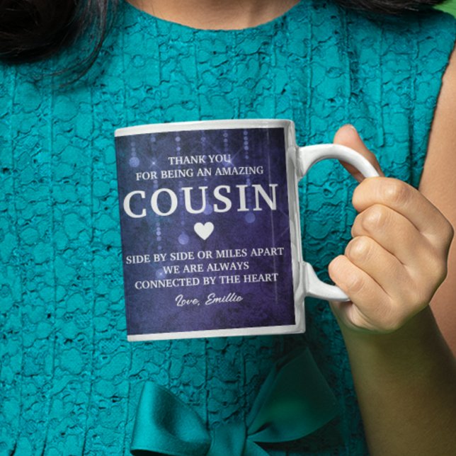 Mug Message de coeur de Cousin Merci Personnalisé (Cousin Thank You Heartfelt Message Personalized Coffee Mug
)