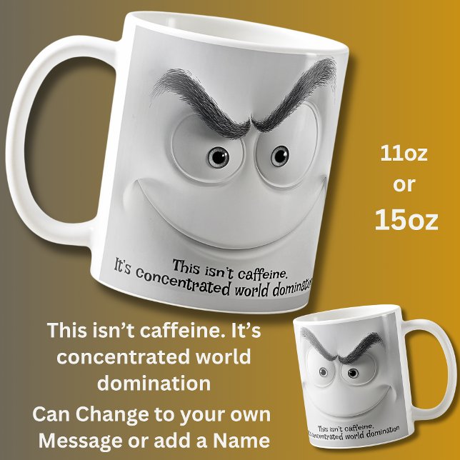 Mug Message de domination du monde, visage expressif (Créateur téléchargé)