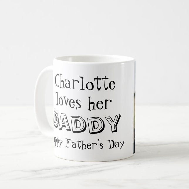 Mug Message de fête des pères de la fille Photo (Devant gauche)