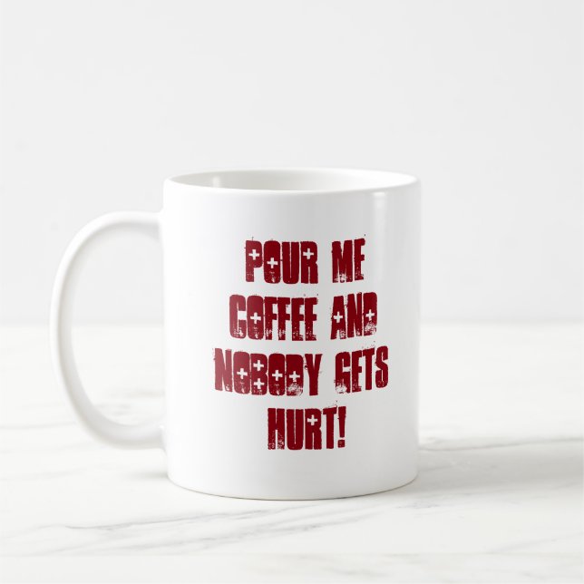Mug Message rouge et noir drôle de typographie (Gauche)