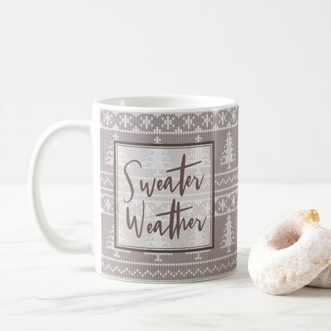 Mug Météo du sucre| Noël Brown du Knit nordique (Avec donut)