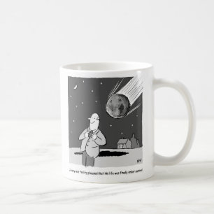 Mug Météorite drôle frappant la Terre. Thème Astronomi