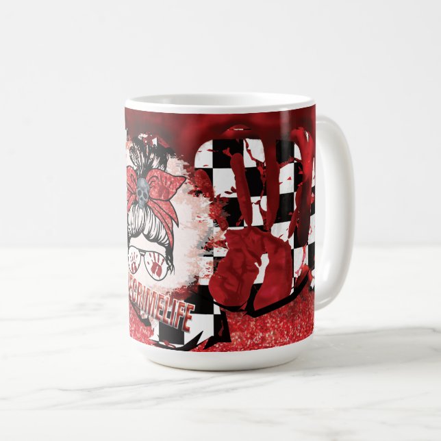 Mug Meurtre Montre Café Mains Sanglantes Véritable Cri (Devant droit)