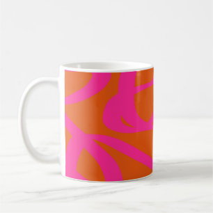 Mug Mi-Siècle Abstrait Moderne Lignes Orange Et Rose