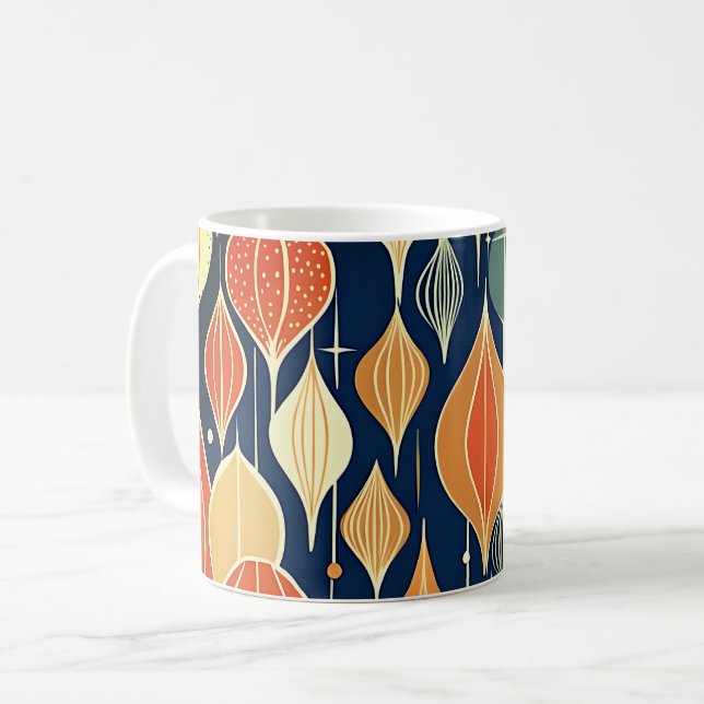 Mug Mi-Siècle Atomique gouttes Ochre Moderne Rétro (Devant gauche)
