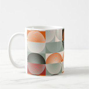 Mug Mi-siècle géométrique, abstrait motif coloré.