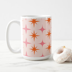 Mug Mi-Siècle Rétro Starburs Motif rose orange