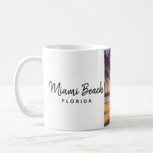 Mug Miami Beach Floride Aquarelle Vintage Art