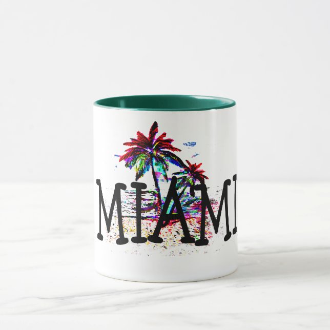 Mug miami été plage plaisir palmier voyage café muette (Centre)
