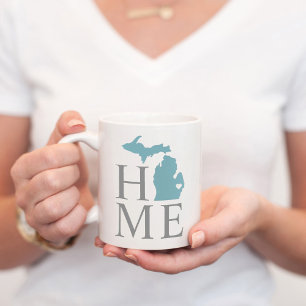 Mug Michigan Accueil Blue Grey Custom City Heart