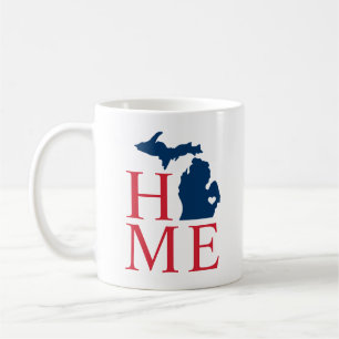 Mug Michigan Accueil Rouge Bleu Bleu Personnalisé Coe