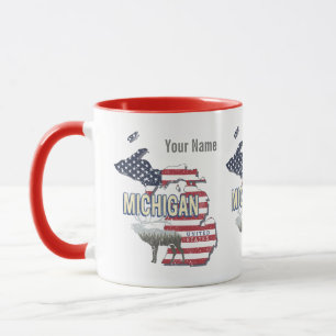 Mug Michigan États-Unis Retro State Map Vintage États-