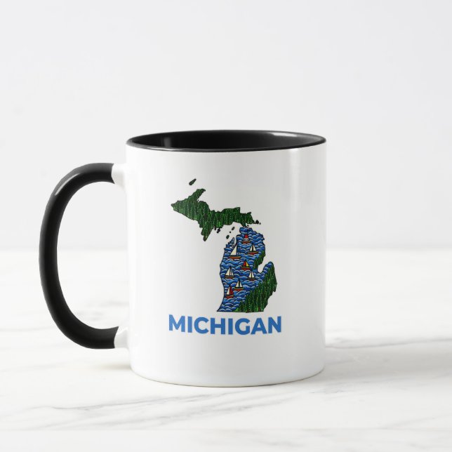 Mug Michigan Outline Tattoo Style  (Gauche)