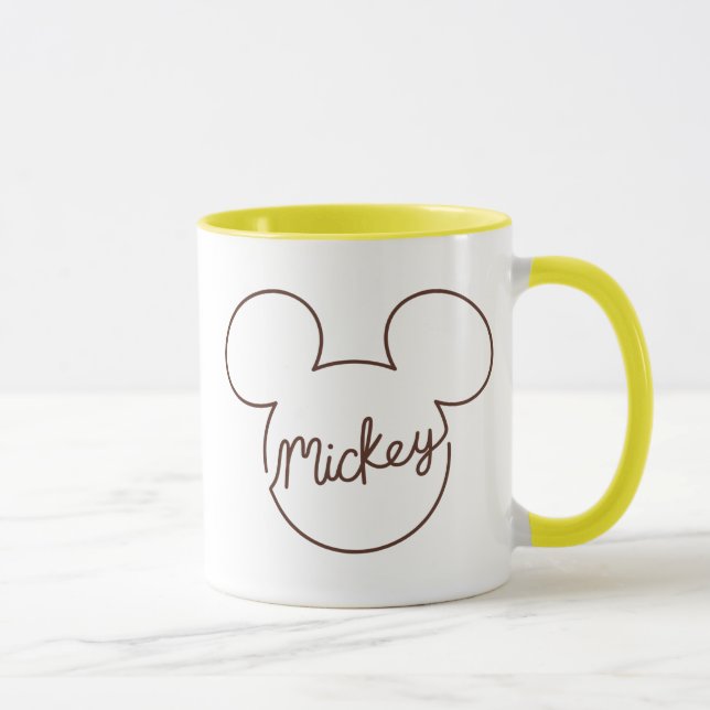 Mug Mickey Continuous Line Icon Name Graphic (Droite)