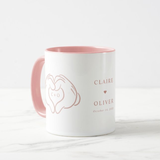 Mug Mickey de Disney et Minnie Mariage rose (Devant gauche)
