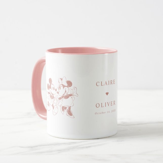 Mug Mickey de Disney et Minnie Mariage rose (Devant gauche)