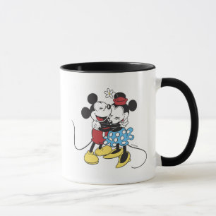 Mug Mickey et Minnie Mouse antiques s'étreignant en ri