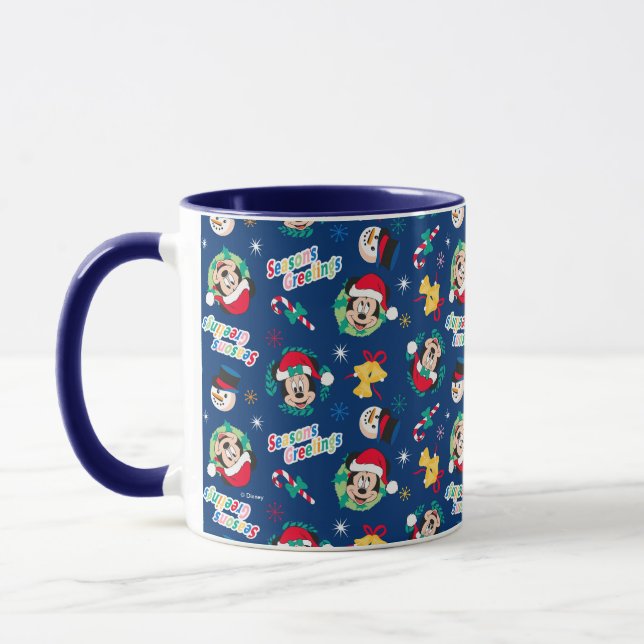 Mug Mickey & Minnie | Motif Bonnes Fêtes bleues (Gauche)
