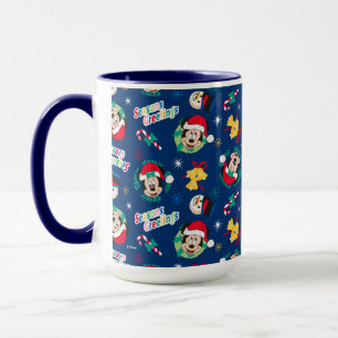 Mug Mickey & Minnie   Motif Bonnes Fêtes bleues