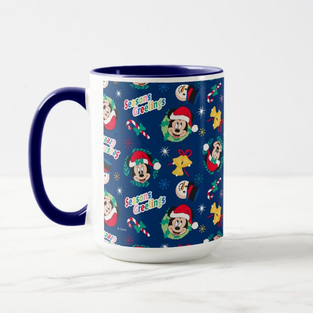 Mug Mickey & Minnie | Motif de vœux de saison bleus (Gauche)