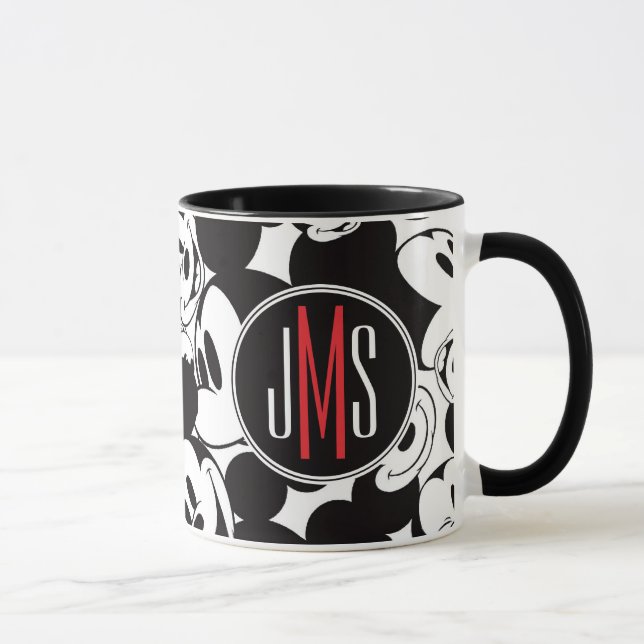 Mug Mickey Mouse | Motif de la foule de monogrammes (Droite)