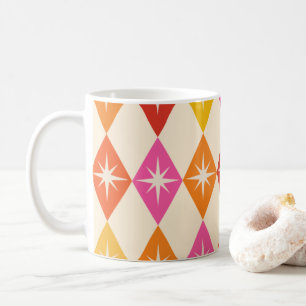 Mug Mid-Century Moderne Starbursauts sur Diamants Rétr