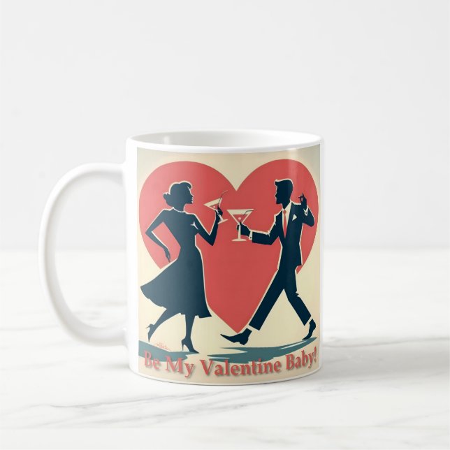 Mug Mid Century Valentine moderne Hip Dancing Couple (Gauche)