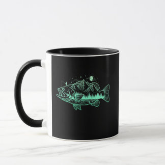 Mug Midnight Bass Fishing Wilderness Double Exposure