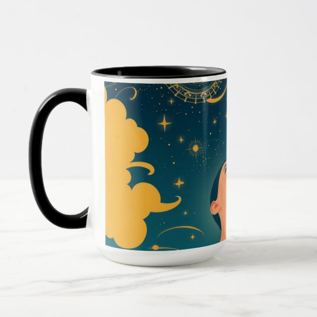 Mug Midnight Blue Gold Starry Sky Dreamer Custom (Gauche)