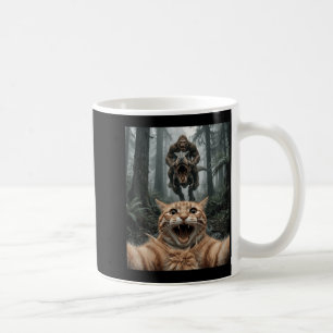 Mug Mignon Chat Selfie Bigfoot à Cheval sur T Rex Forê