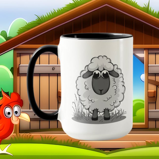 Mug mignon folle dame de mouton ajouter du texte (Créateur téléchargé)