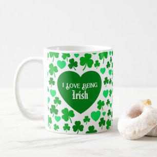 Mug Mignon Je Suis Irlandais Coeurs et Trèfles Verts