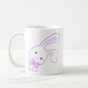 Mug Mignon Kawaii Lapin Violet Ruban