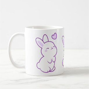 Mug Mignon Lapin Debout Violet Pastel Cœur Kawaii